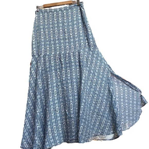 Feathers by Tolani Blue White Long Skirt size M Anthropologie - Picture 2 of 5